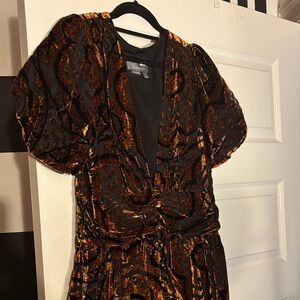 Anthropologie Velvet Patterned Dress